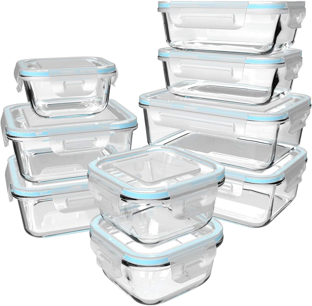 Meal Prep Glass Containers With Lids - 18 Piece Glass Food Storage Containers