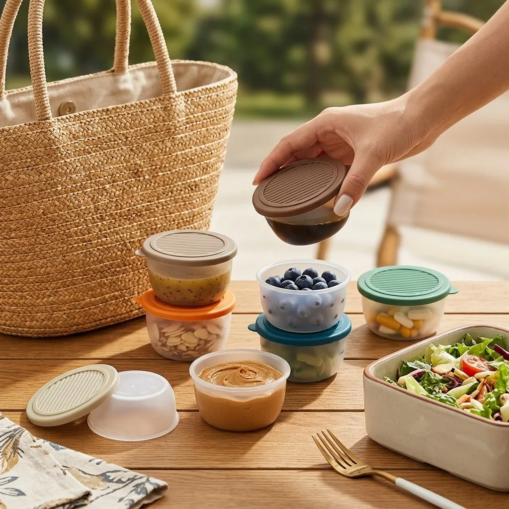 Sauce Dipping Cup - 2/6Pcs Mini Plastic Dressing Sauce Container