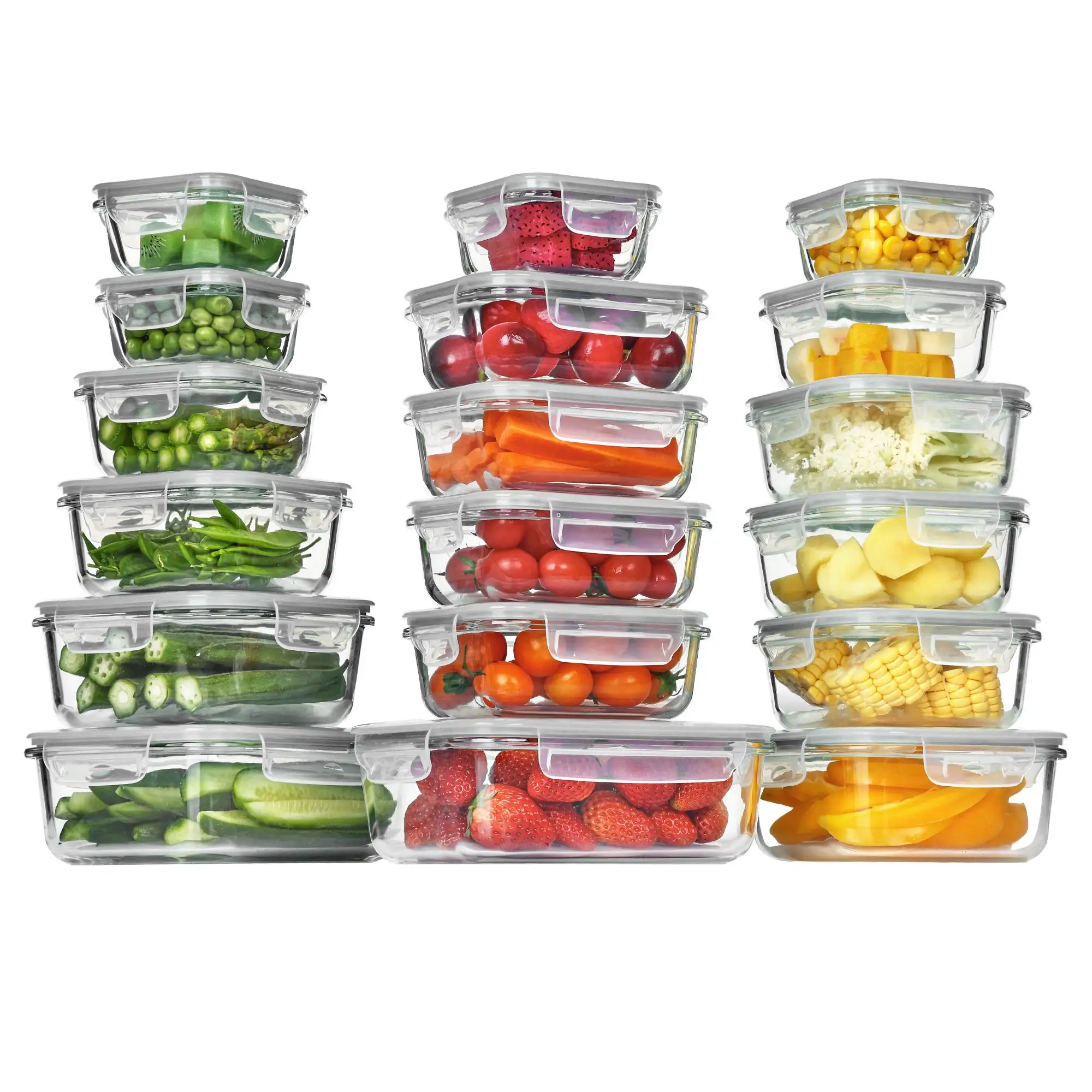 Meal Prep Glass Containers With Lids - 18 Pack Glass Food Storage Containers