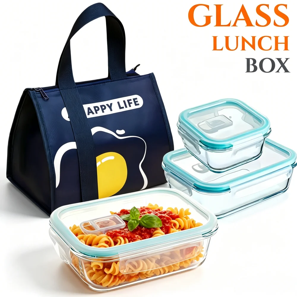 Meal Prep Boxen Glas - BPA-Free Glass Lunch Box Rectangular Food