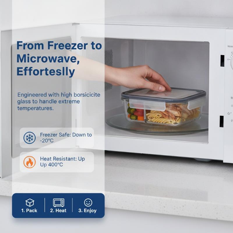 Meal Prep Glass Containers With Lids - Airtight Leak Proof Glass Food Storage