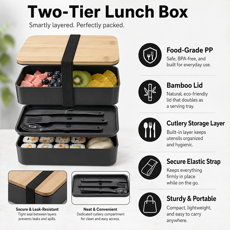 Japanese Double Layer Bento Lu - Meal Prep Japanese Food review and price