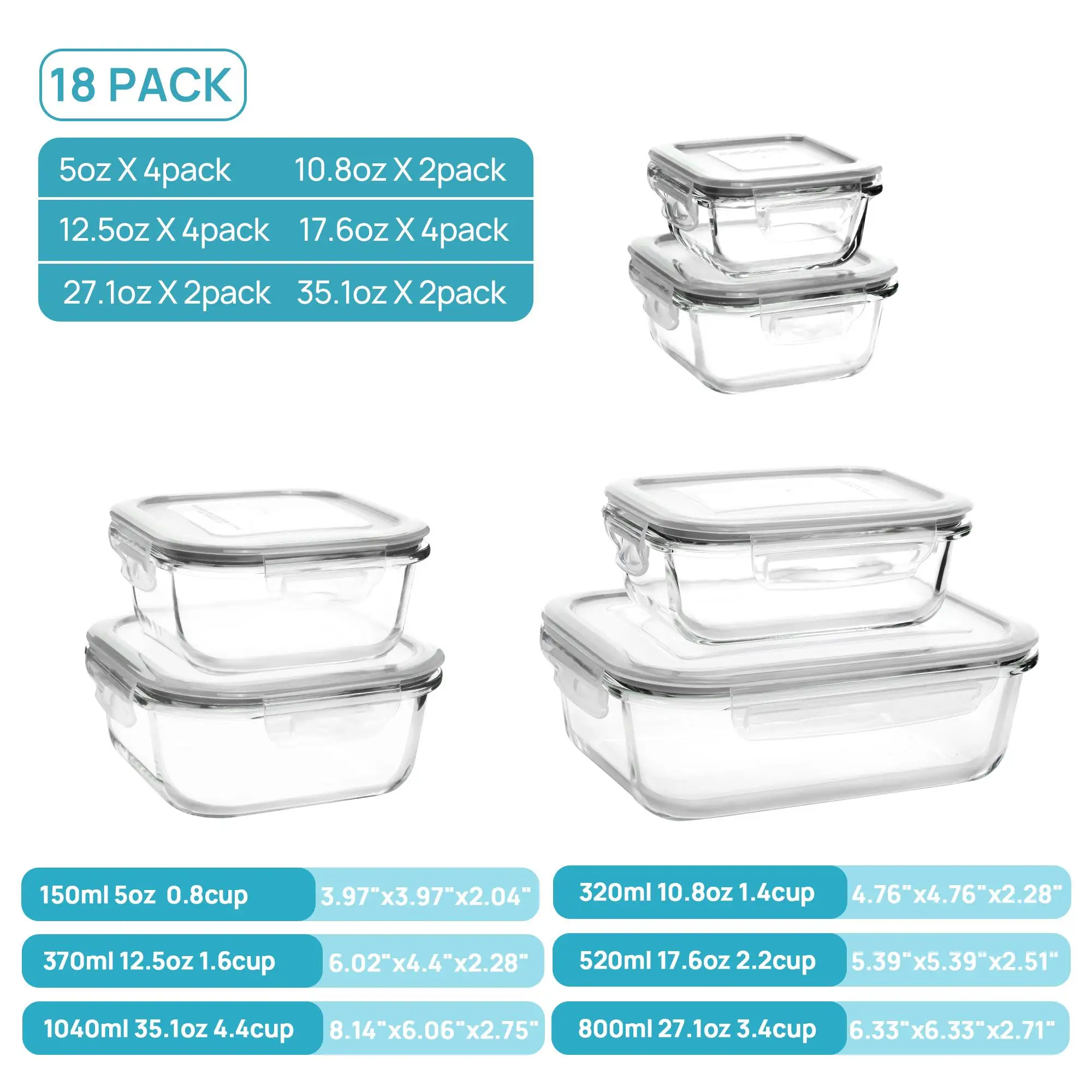 18 Pack Glass Food Storage Con - Meal Prep Glass Containers With Lids review and price