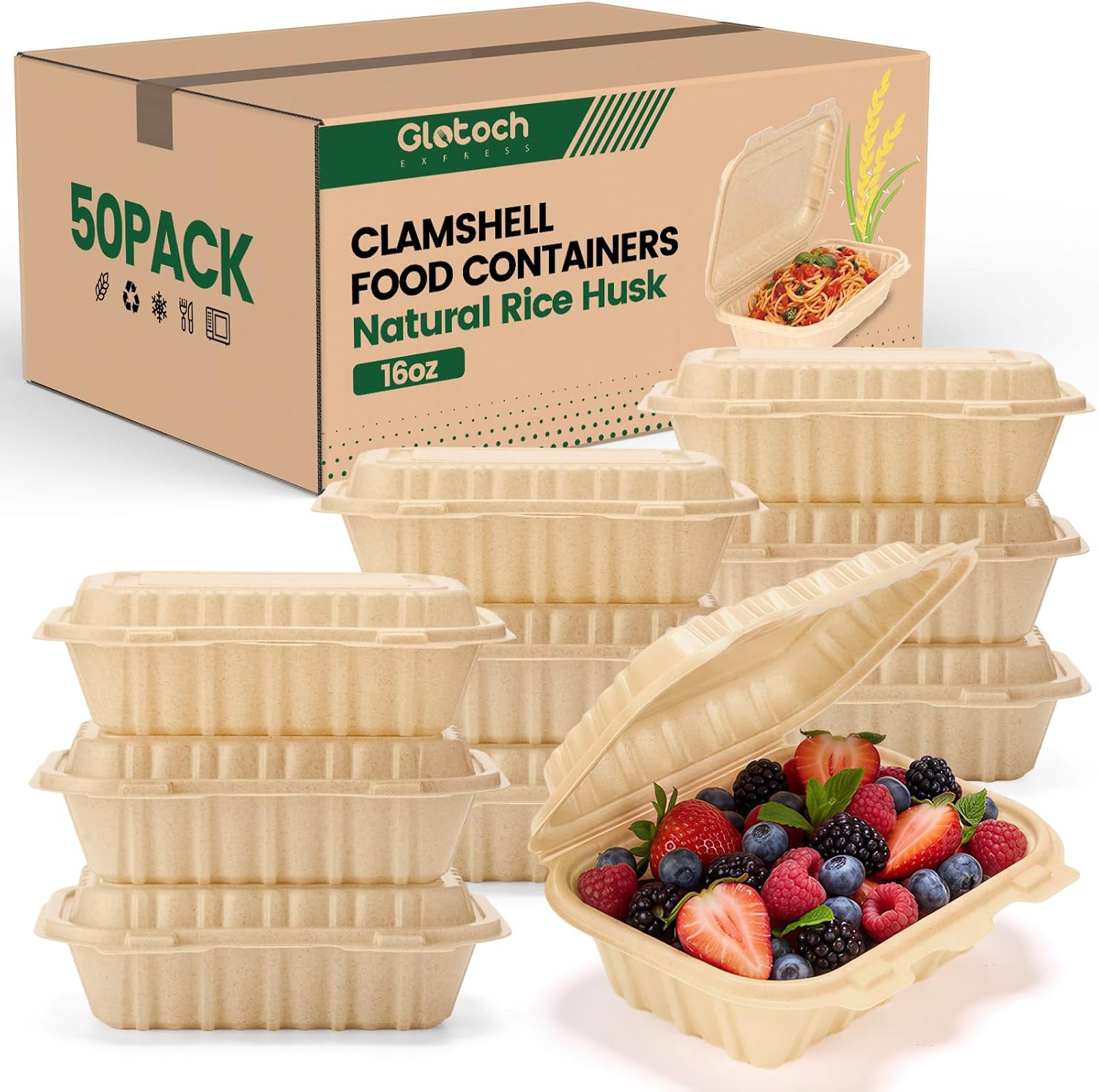 50 Pack 16oz Clamshell Take Ou - Meal Prep Rice review and price