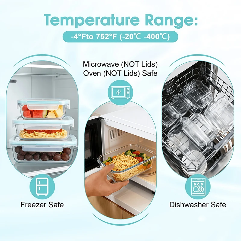 Borosilicate Glass Lunch Box A - Meal Prep Glass Containers With Lids review and price