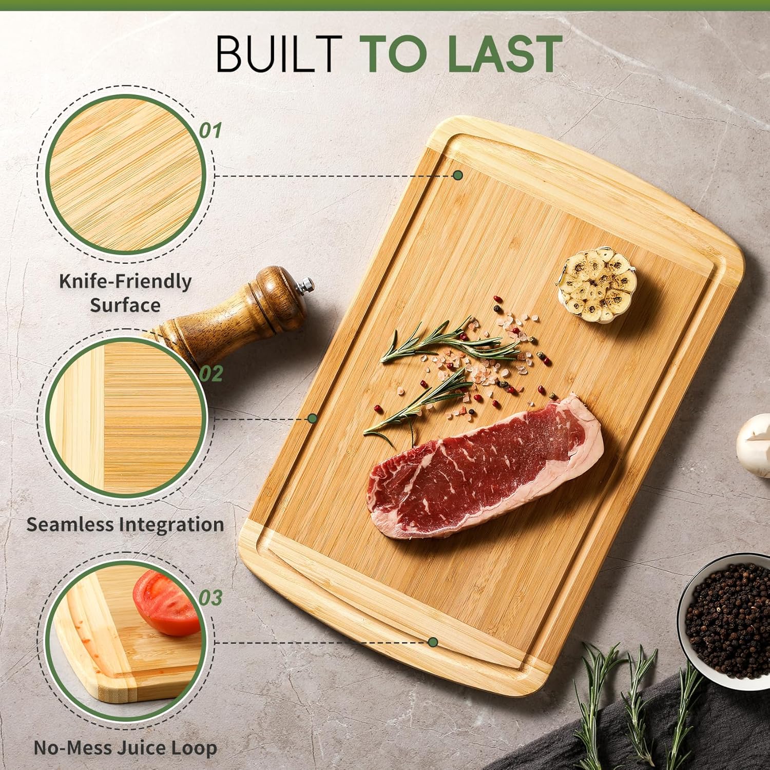 Large Bamboo Cutting Board for - Meal Prep Juice review and price