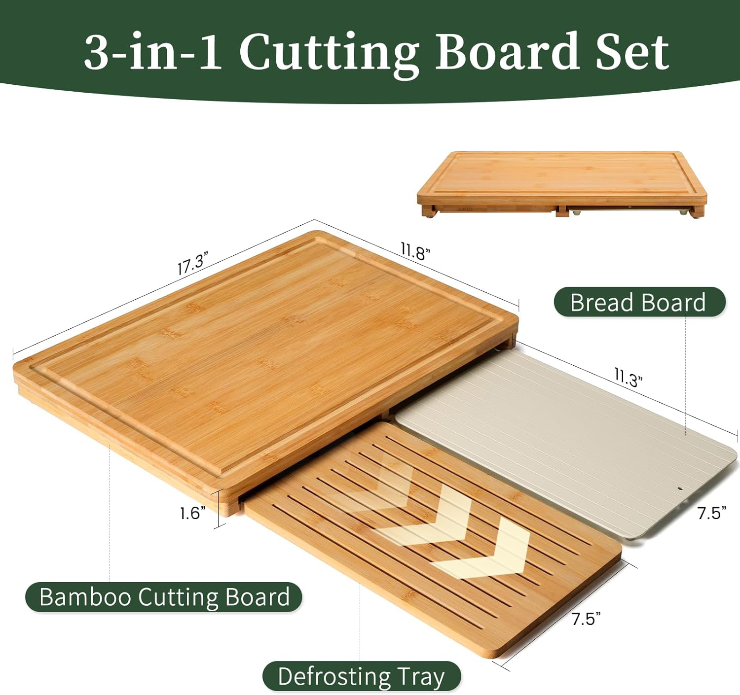 Bamboo Cutting Board Set Defro - Meal Prep Juice review and price